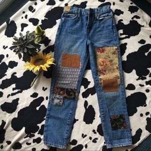 Free People Poppy Patch Mid Rise Jeans